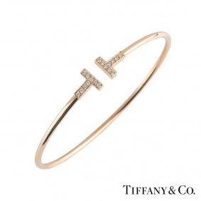 Tiffany & Co. Rose Gold Tiffany T Diamond Wire Bracelet